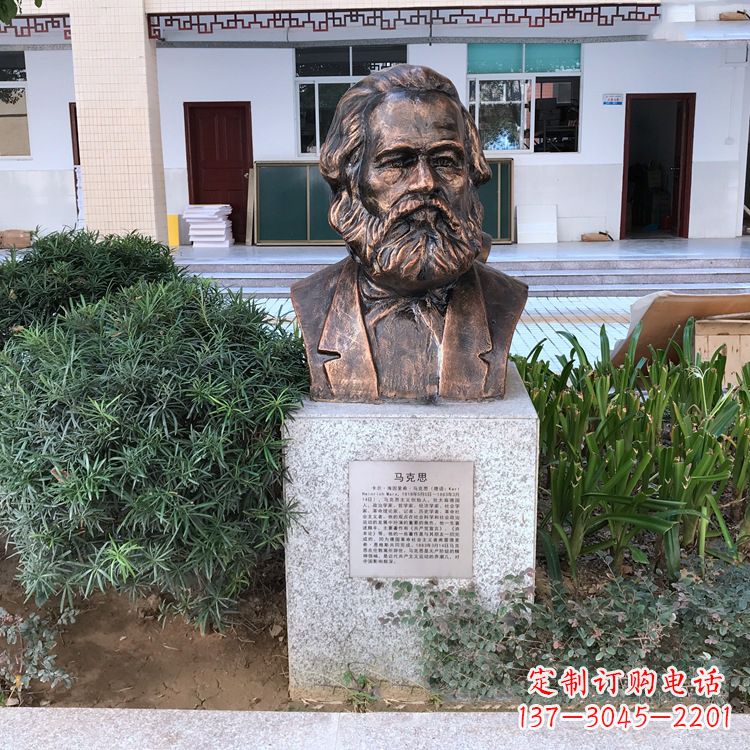 泰州马克思铸铜头像雕塑,记录校园历史精彩
