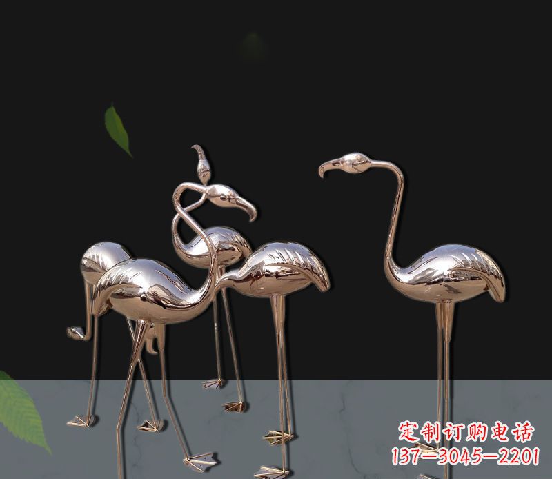 泰州玫瑰金不锈钢火烈鸟雕塑,艺术品的魅力