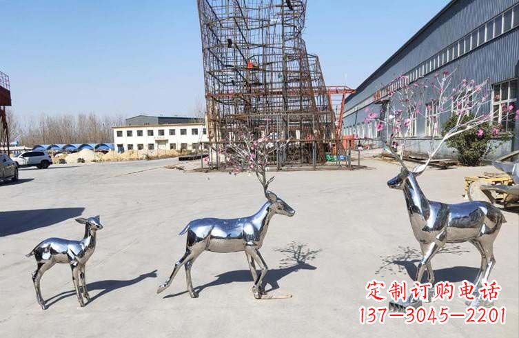 泰州梅花鹿不锈钢雕塑,惊艳于众