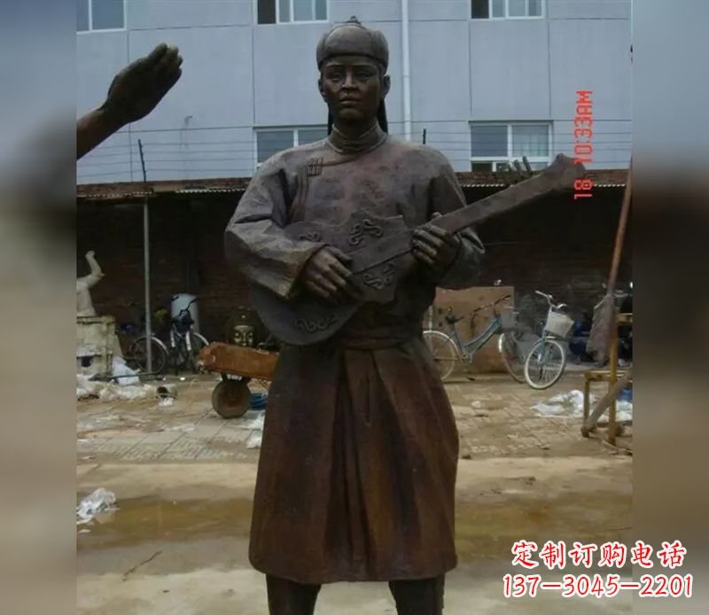 泰州蒙古族男人演奏公园人物铜雕