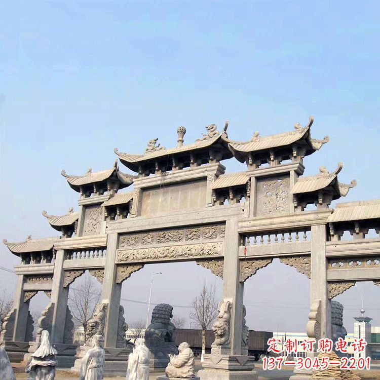 泰州精美牌坊石雕造型精致大气