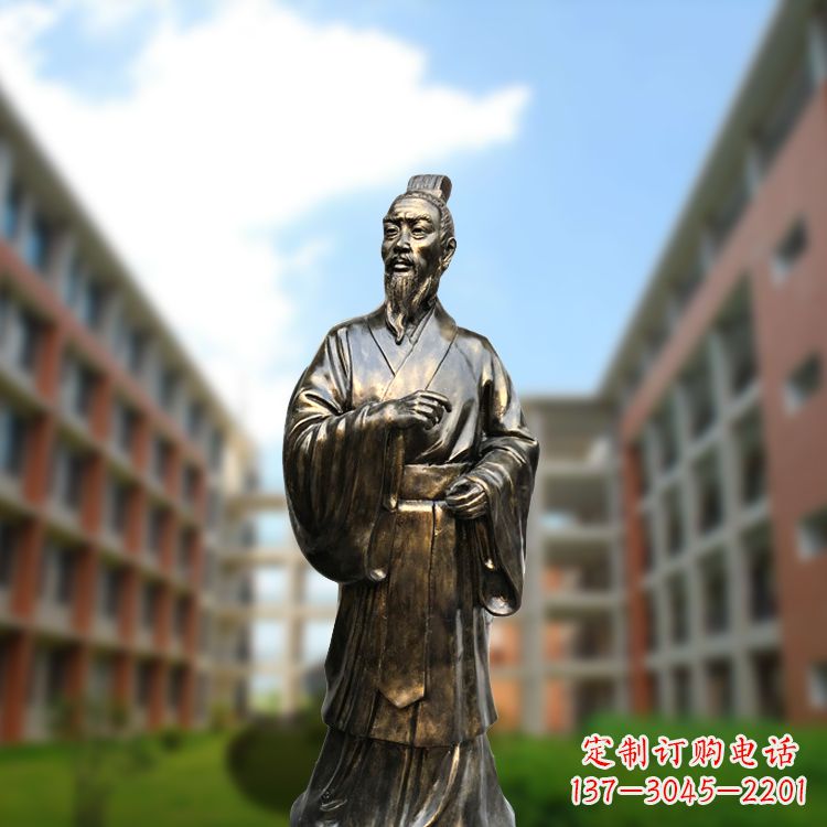 泰州精美艺术,历久弥新的孟子玻璃钢仿铜雕像