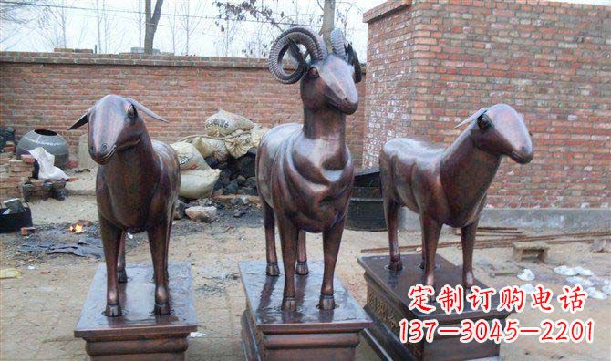 泰州绵羊铸铜雕塑,仿铜动物雕塑