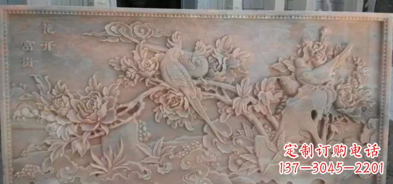 泰州美轮美奂的牡丹花石浮雕