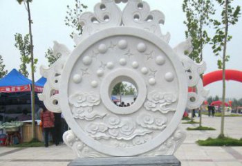 泰州精雕细琢汉白玉双龙石门墩雕塑