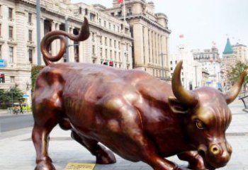 泰州华尔街牛招财牛铜雕，拥有力量的象征