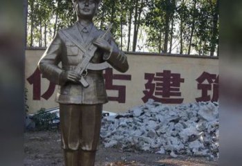 泰州精美纪念，战士铜雕——中领雕塑