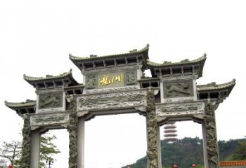 泰州龙山景区大型石头雕塑牌楼，定制之选