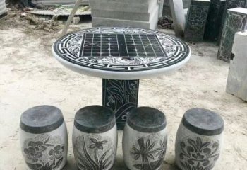 泰州精美梅兰竹菊形石桌凳，无与伦比的艺术美感