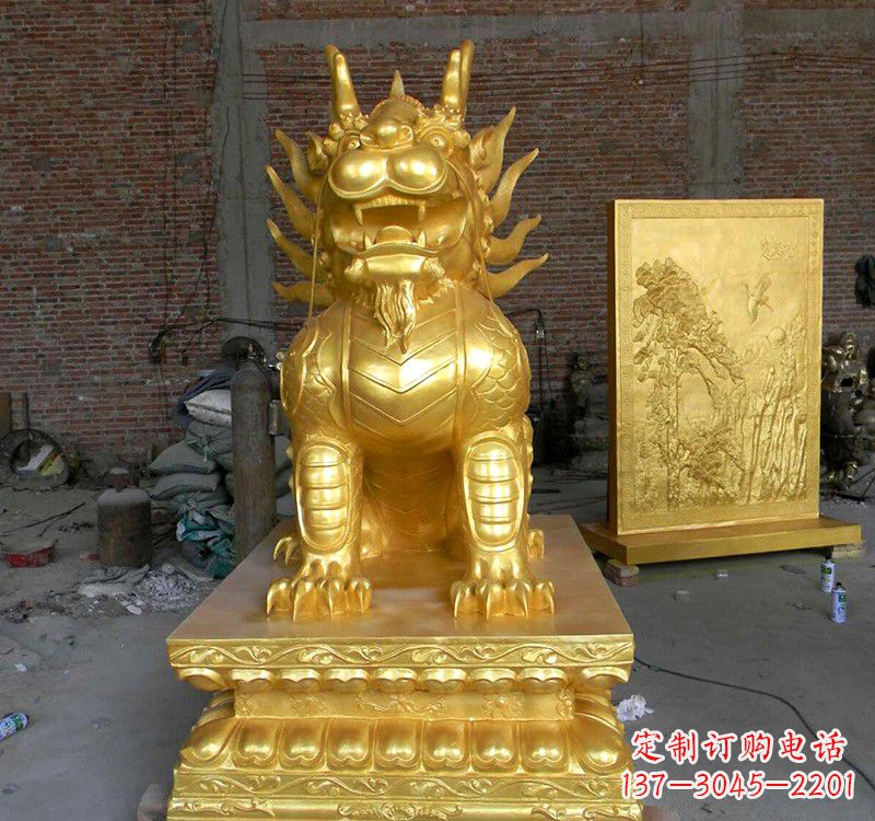 泰州传统雅致,纳福麒麟铜雕精品
