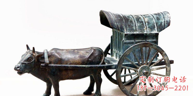 泰州定制牛车景观铜雕塑