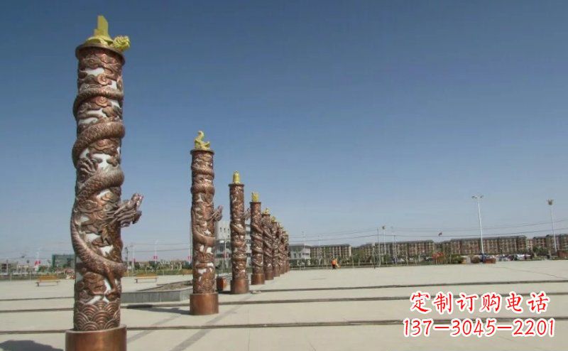 泰州中领雕塑|专业定制盘龙柱广场柱子铜雕