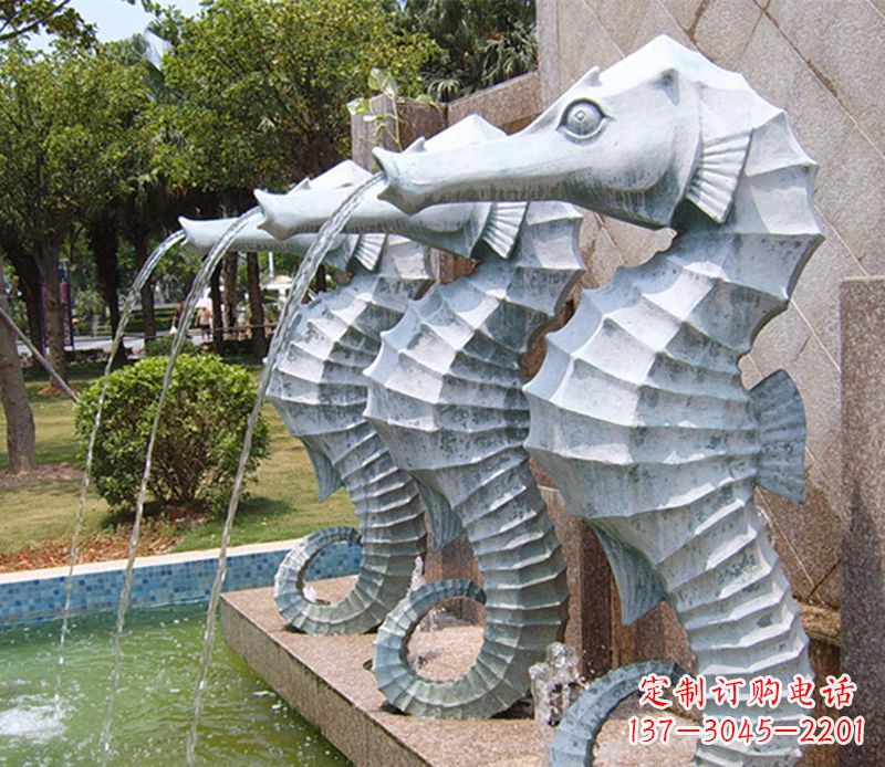 泰州喷水海马石雕,精致美观的精灵马雕塑