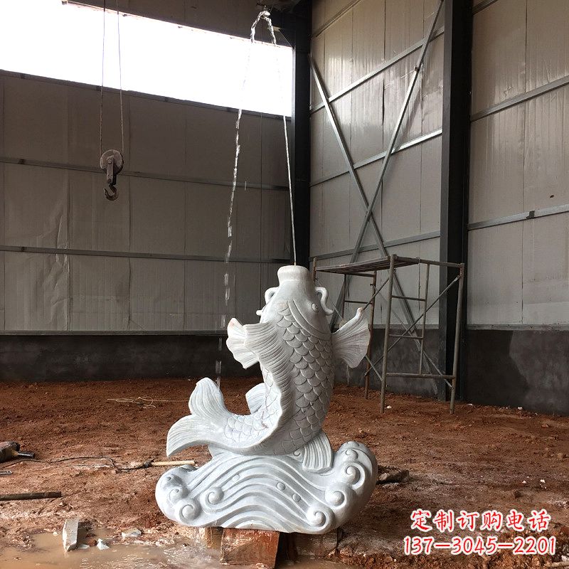 泰州汉白玉石鲤鱼雕塑,让你的梦想成真!