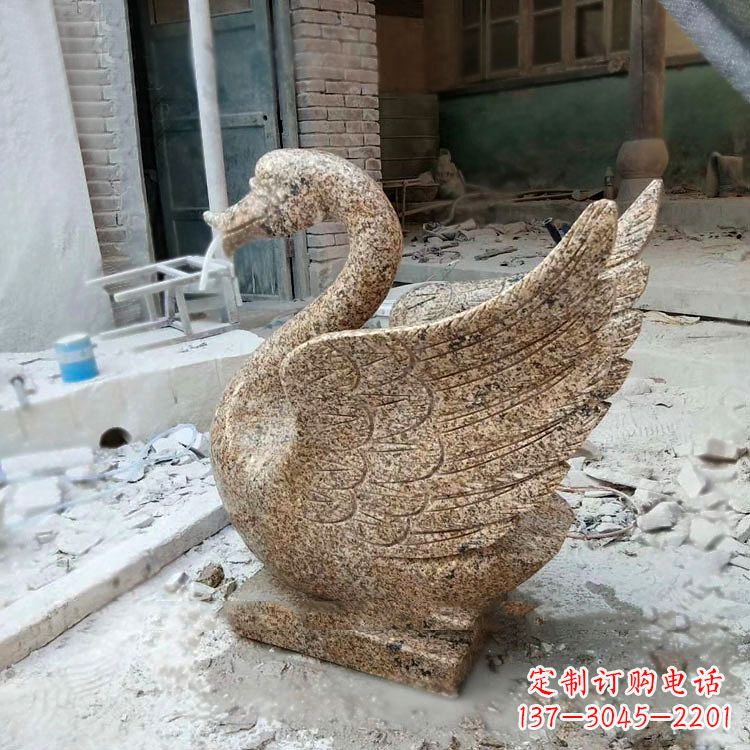 泰州应用天鹅花岗岩制作的喷水雕塑