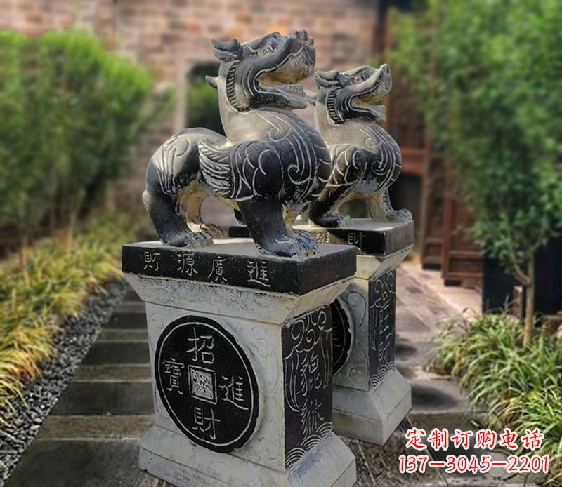 泰州貔貅石雕小区看门雕塑