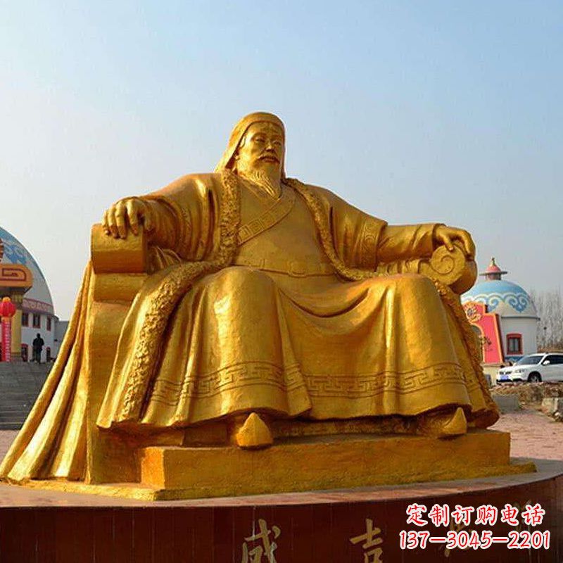 泰州雕刻古代传奇军事家成吉思汗铜雕像