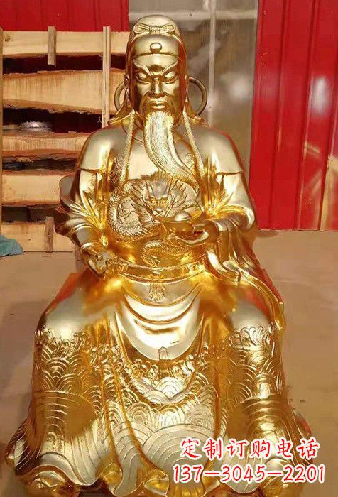 泰州传承经典,漆金关公神像雕塑
