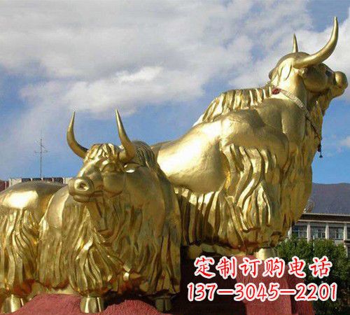 泰州漆金牦牛铜雕