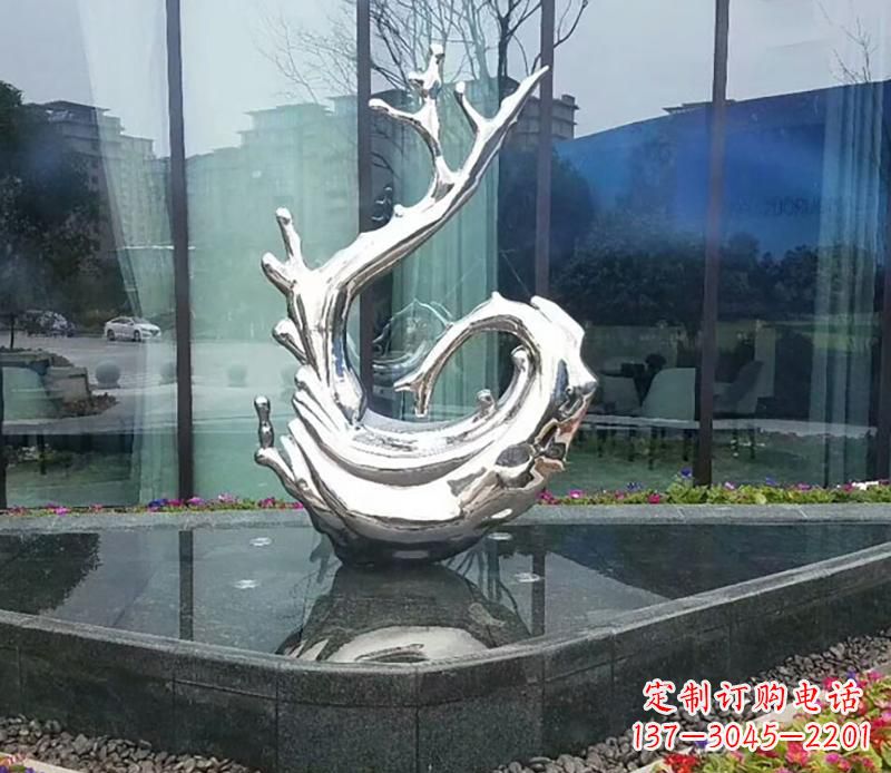 泰州企业不锈钢火苗抽象雕塑