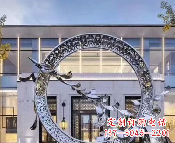 泰州华丽大雁不锈钢圆环雕塑