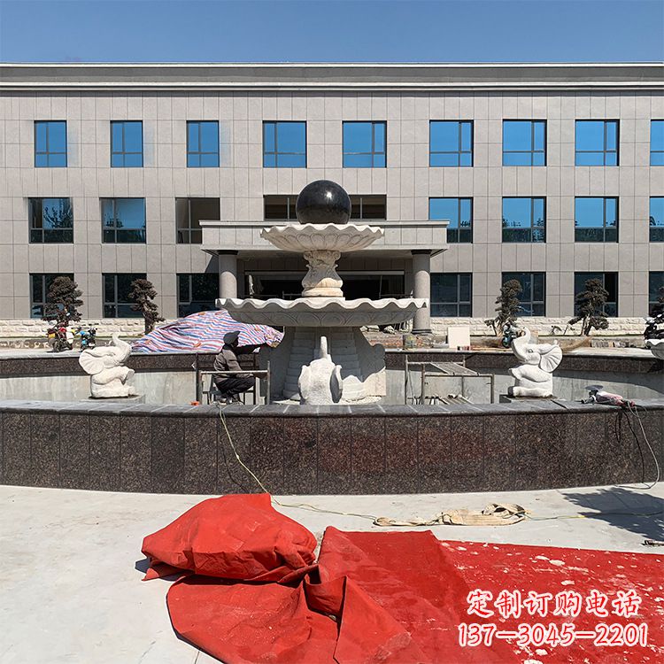泰州企业广场招财石雕喷泉雕塑