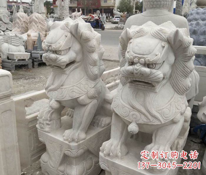 泰州企业景观大理石狮子石雕 (6)