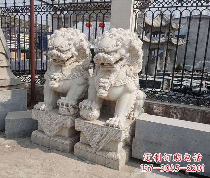 泰州企业景观大理石狮子石雕 (11)