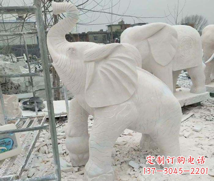 泰州企业景观招财大象石雕