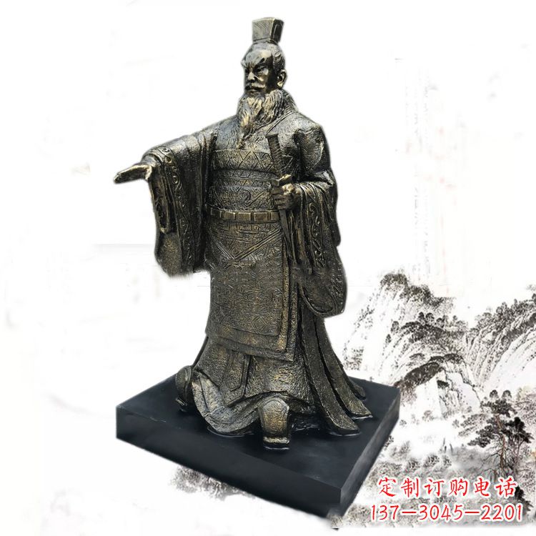 泰州精美秦始皇玻璃钢仿铜雕塑