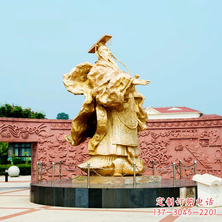 泰州中领雕塑:秦始皇鎏金铜雕塑像
