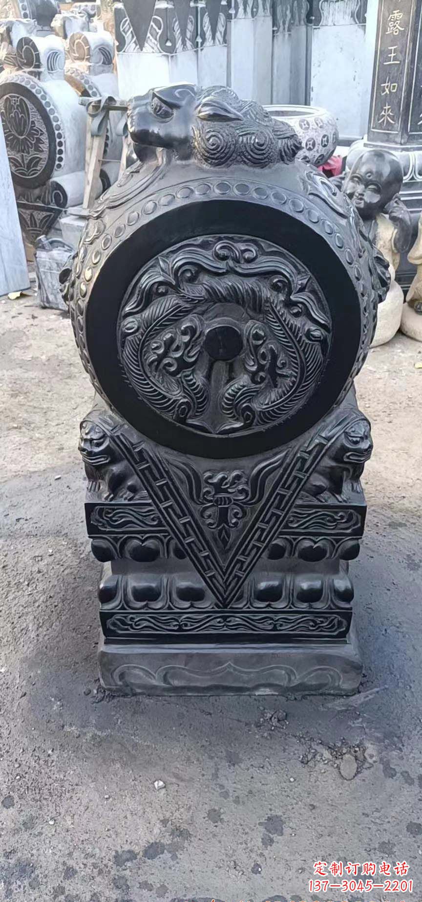 泰州门墩石雕,营造青石抱鼓石之美
