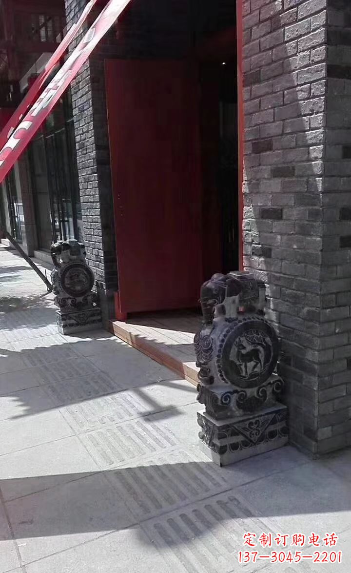 泰州青石雕刻大象门墩抱鼓石