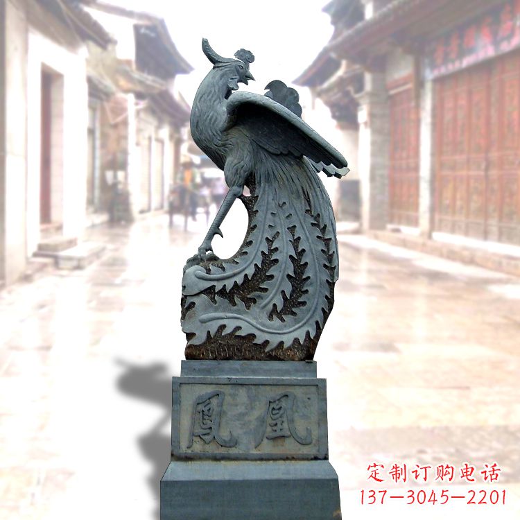 泰州青石仿古凤凰雕塑