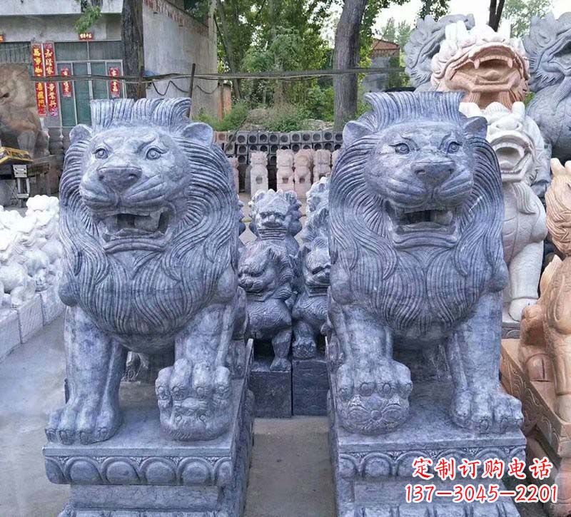 泰州青石仿古西洋狮子石雕,典雅大气