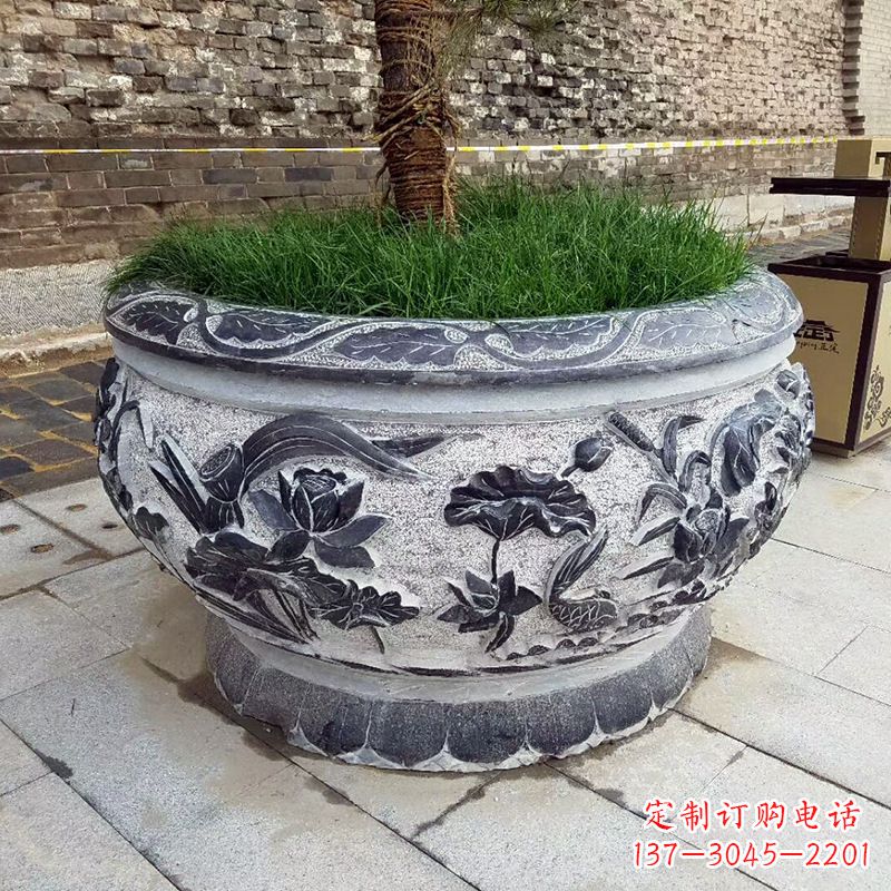 泰州青石仿古鱼缸花盆