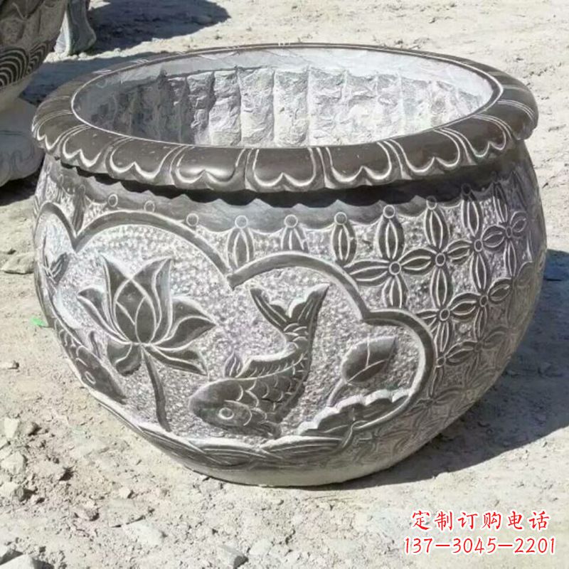 泰州青石浮雕水缸