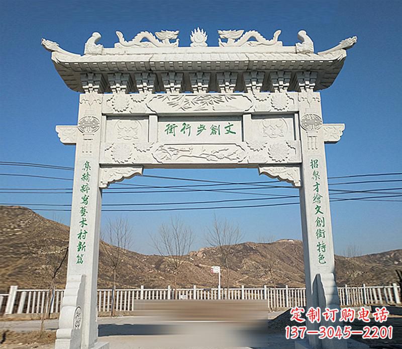 泰州青石建筑单门牌坊雕塑