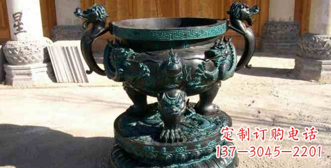 泰州精美青铜祭祀圆香炉雕塑