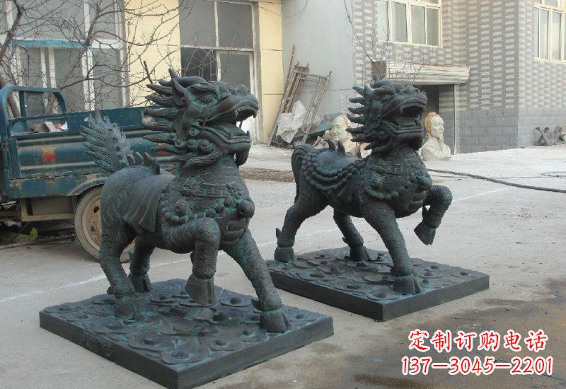 泰州唯美雕塑:青铜立式麒麟