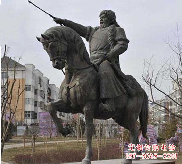 泰州精致雕刻成吉思汗青铜骑马