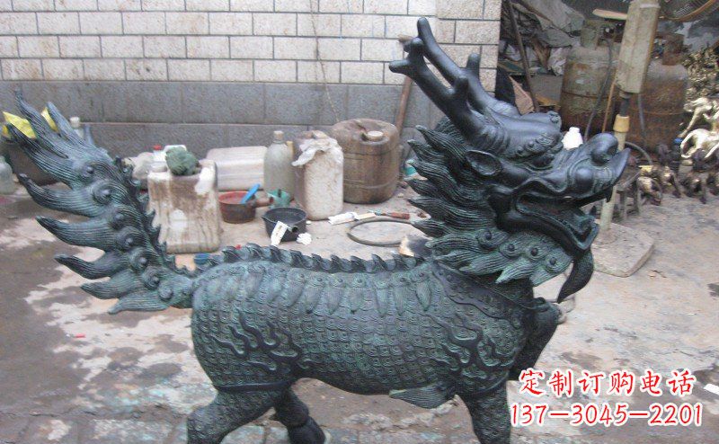 泰州青铜雕制神兽麒麟,艺术匠心之至