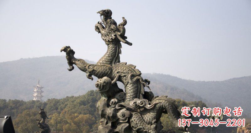 泰州中领雕塑|传统青铜神龙出水铜雕