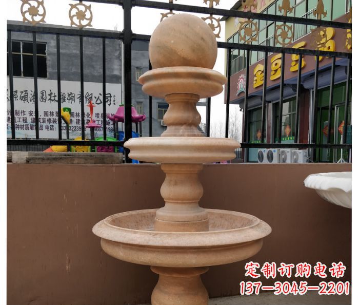 泰州风水球石雕,晚霞红别墅装饰精品