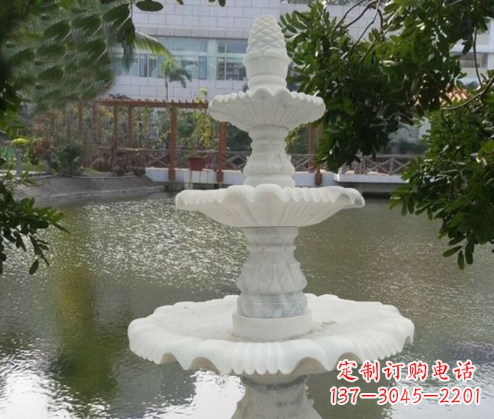 泰州精致美观的三层喷泉汉白玉公园石雕