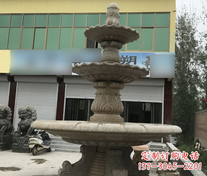 泰州三层砂岩喷泉别墅欧式石雕