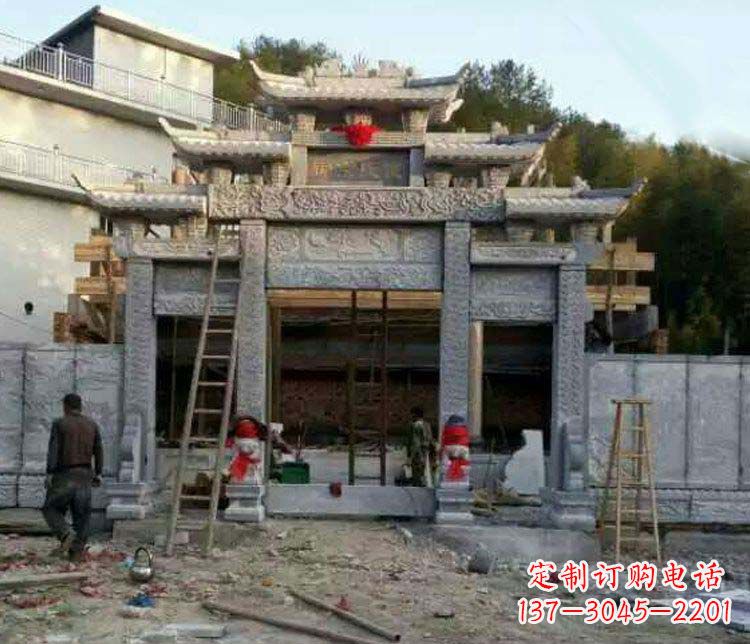 泰州三门仿古牌坊石雕