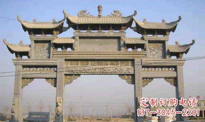泰州特色街角石雕牌坊精致典雅的装点