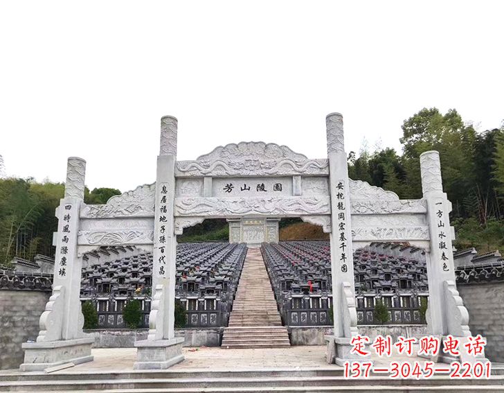 泰州精致雕刻的三门石牌坊雕塑