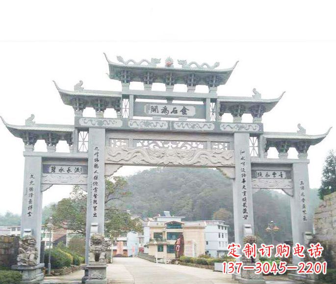 泰州三门五楼石牌坊石雕